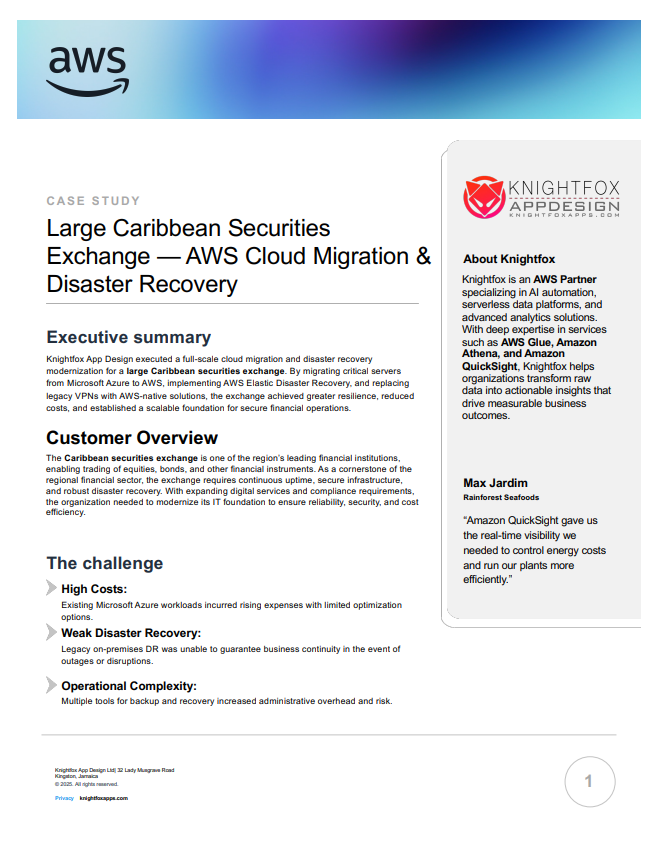 Large Caribbean Securities Exchange — AWS Cloud Migration & Disaster Recovery